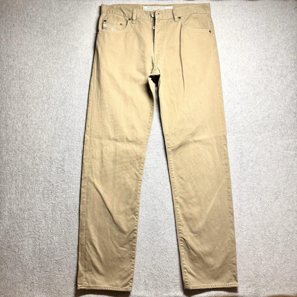 Vintage Y2K Diesel Keetar Bedford Cord Trousers Khaki Tan Straight Leg Men 36x34